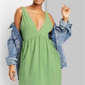 4/$25 SALE NWT Wild Fable Green Tie Waist V Neck Mini Dress